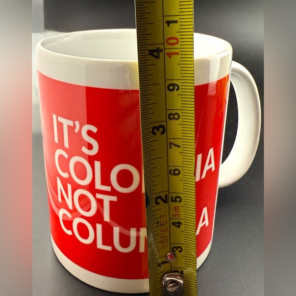 "It's Colombia Not Columbia"  12oz Mug red with white - Picture 5 of 5